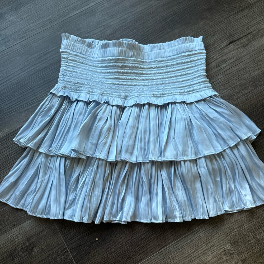 Chic Light Blue Tiered Mini Skirt